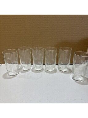 VTG of Anchor Hocking Cubist Etched Tumbler Juice Glasses